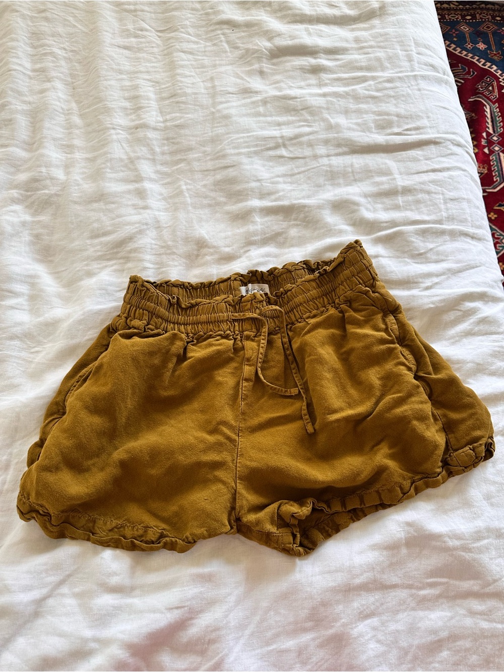 Madewell Mustard Brown Linen-Blend shorts